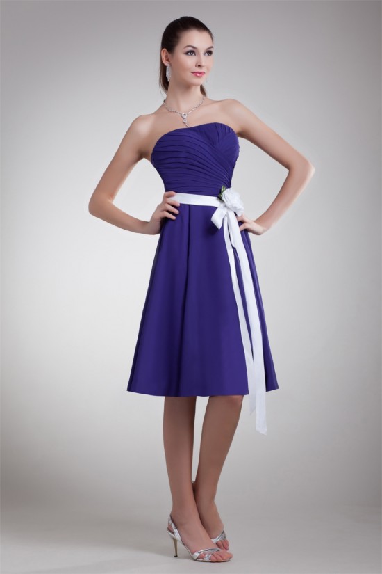 A-Line Knee-Length Strapless Sleeveless Best Short Bridesmaid Dresses 02010454