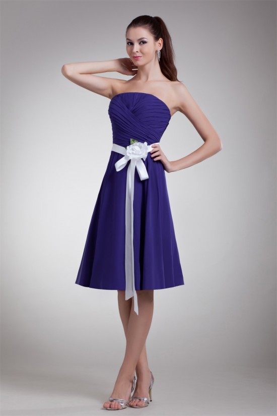 A-Line Knee-Length Strapless Sleeveless Best Short Bridesmaid Dresses 02010454