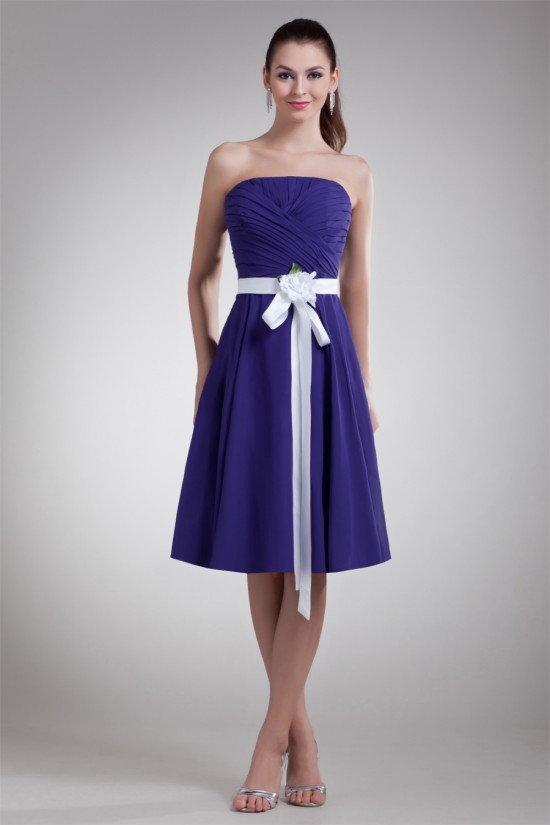A-Line Knee-Length Strapless Sleeveless Best Short Bridesmaid Dresses 02010454