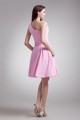 A-Line One-Shoulder Ruffles Knee-Length Short Pink Bridesmaid Dresses 02010455