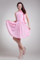 A-Line One-Shoulder Ruffles Knee-Length Short Pink Bridesmaid Dresses 02010455