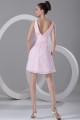 A-Line Ruffles Short/Mini Sleeveless V-Neck Best Short Pink Bridesmaid Dresses 02010456