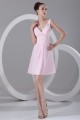 A-Line Ruffles Short/Mini Sleeveless V-Neck Best Short Pink Bridesmaid Dresses 02010456