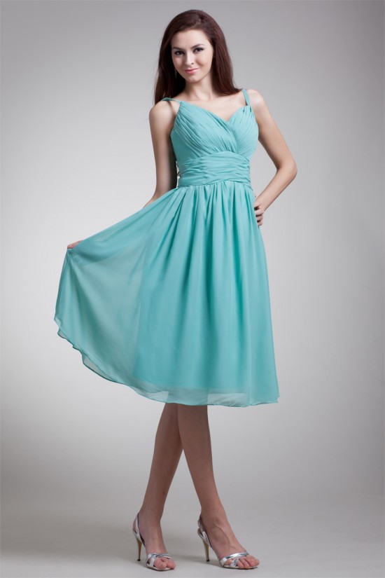 Amazing Pleats Spaghetti Straps Sleeveless A-Line Bridesmaid Dresses 02010460