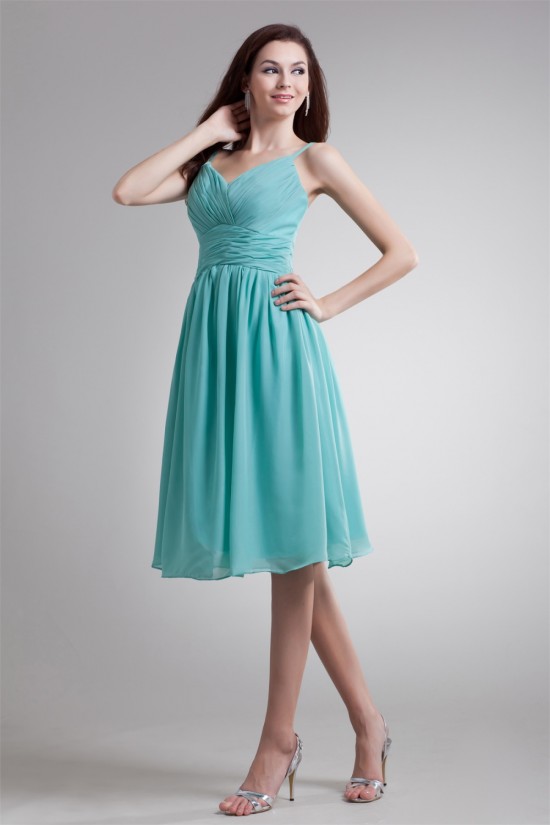 Amazing Pleats Spaghetti Straps Sleeveless A-Line Bridesmaid Dresses 02010460