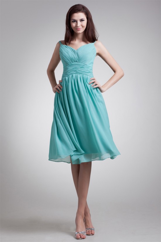 Amazing Pleats Spaghetti Straps Sleeveless A-Line Bridesmaid Dresses 02010460