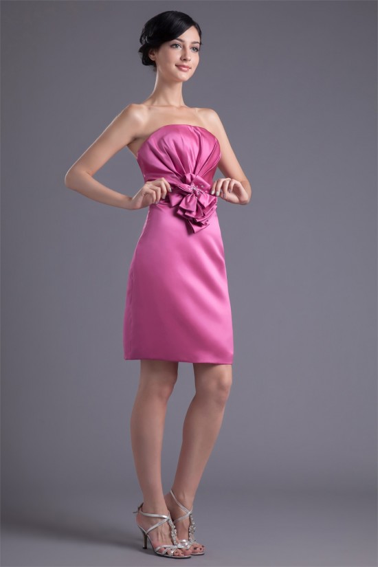 Beading Sheath/Column Short/Mini Strapless Bridesmaid Dresses 02010462