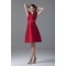 Buckle A-Line V-Neck Short Red Bridesmaid Dresses 02010467
