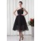 Charming Elastic Woven Satin Netting Sleeveless Short Black One-Shoulder Bridesmaid Dresses 02010468