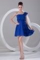A-Line One-Shoulder Cascading Ruffles Short Blue Chiffon Bridesmaid Dresses 02010471