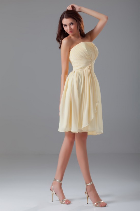 Chiffon Ruched Knee-Length Short Bridesmaid Dresses 02010473