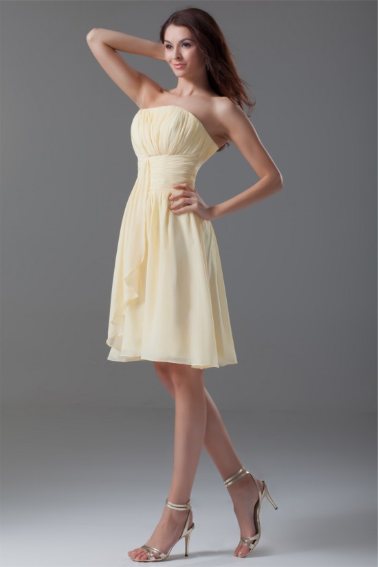 Chiffon Ruched Knee-Length Short Bridesmaid Dresses 02010473