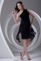 Chiffon Ruffles Sleeveless One-Shoulder Short Black Bridesmaid Dresses 02010474