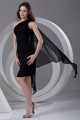 Chiffon Ruffles Sleeveless One-Shoulder Short Black Bridesmaid Dresses 02010474