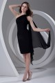 Chiffon Ruffles Sleeveless One-Shoulder Short Black Bridesmaid Dresses 02010474