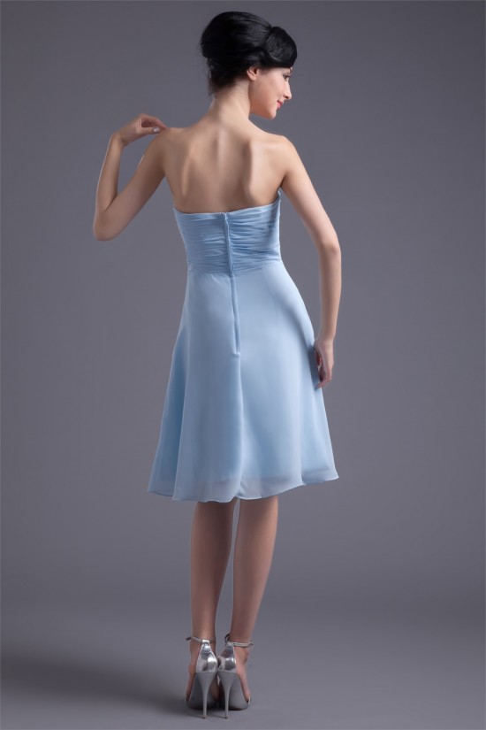 Chiffon Criss Cross Knee-Length Short Bridesmaid Dresses 02010477