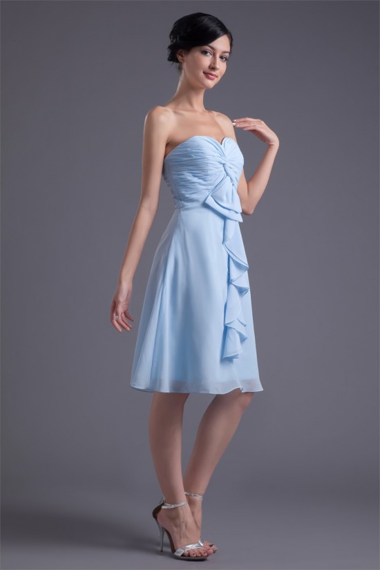 Chiffon Criss Cross Knee-Length Short Bridesmaid Dresses 02010477