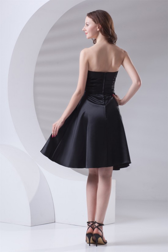 A-Line Most Popular Strapless Pleats Short Black Bridesmaid Dresses 02010480 A-Line Most Popular Strapless Pleats Short Black Bridesmaid Dresses 02010480
