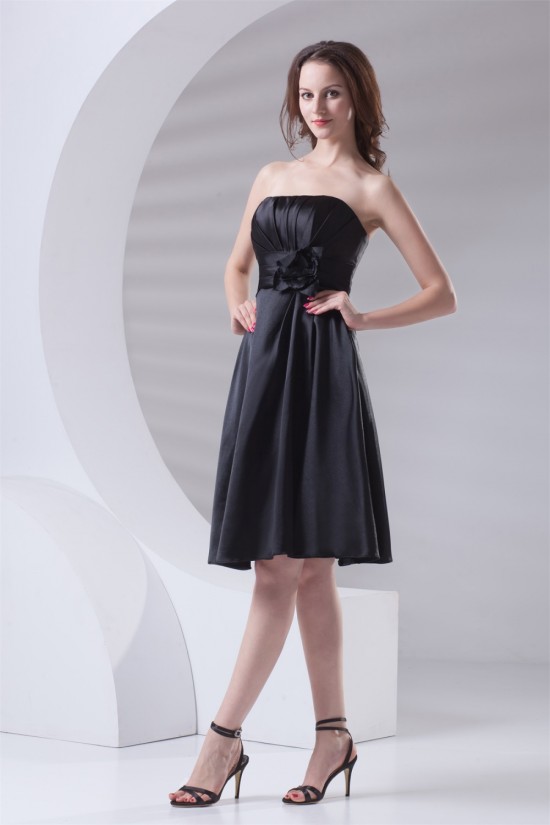 A-Line Most Popular Strapless Pleats Short Black Bridesmaid Dresses 02010480 A-Line Most Popular Strapless Pleats Short Black Bridesmaid Dresses 02010480