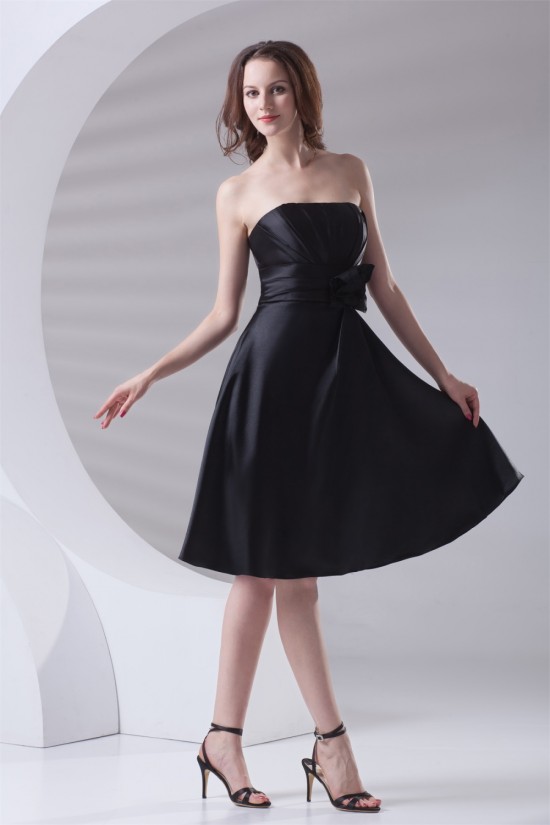 A-Line Most Popular Strapless Pleats Short Black Bridesmaid Dresses 02010480 A-Line Most Popular Strapless Pleats Short Black Bridesmaid Dresses 02010480