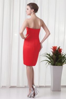 Elegant Sheath/Column Satin Pleats Knee-Length Bridesmaid Dresses 02010481