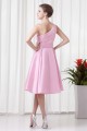 A-Line Handmade Flowers One-Shoulder Short Pink Bridesmaid Dresses 02010483 A-Line Handmade Flowers One-Shoulder Short Pink Bridesmaid Dresses 02010483
