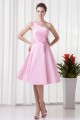 A-Line Handmade Flowers One-Shoulder Short Pink Bridesmaid Dresses 02010483 A-Line Handmade Flowers One-Shoulder Short Pink Bridesmaid Dresses 02010483