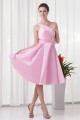 A-Line Handmade Flowers One-Shoulder Short Pink Bridesmaid Dresses 02010483 A-Line Handmade Flowers One-Shoulder Short Pink Bridesmaid Dresses 02010483