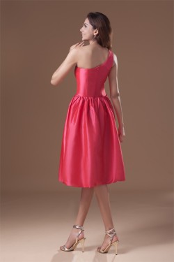 Handmade Flowers Knee-Length A-Line Taffeta Short Bridesmaid Dresses 02010484