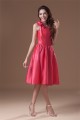 Handmade Flowers Knee-Length A-Line Taffeta Short Bridesmaid Dresses 02010484
