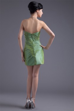 Handmade Flowers Short/Mini Taffeta Sheath/Column Short Bridesmaid Dresses 02010485