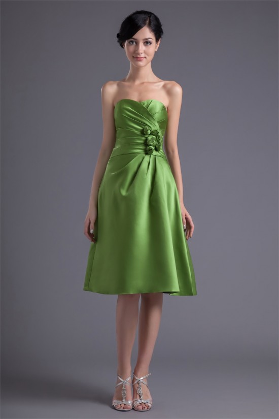 A-Line Handmade Flowers Sweetheart Knee-Length Short Bridesmaid Dresses 02010486