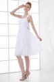 Illusion Sleeves Straps Pleats Chiffon Short White Bridesmaid Dresses 02010488