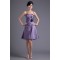 A-Line Knee-Length Sleeveless Satin Handmade Flowers Short Bridesmaid Dresses 02010489