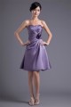 A-Line Knee-Length Sleeveless Satin Handmade Flowers Short Bridesmaid Dresses 02010489