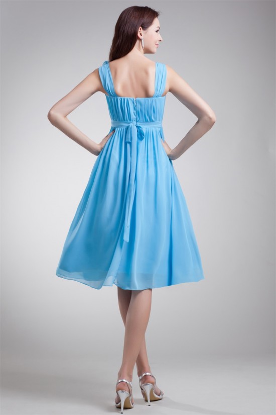 Knee-Length Chiffon Short Blue Chiffon Bridesmaid Dresses 02010490 Knee-Length Chiffon Short Blue Chiffon Bridesmaid Dresses 02010490