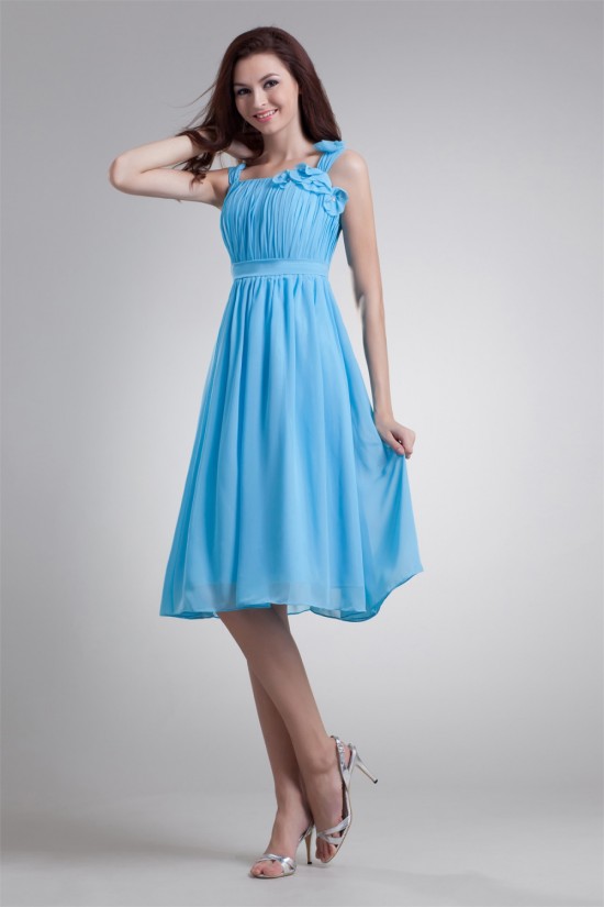 Knee-Length Chiffon Short Blue Chiffon Bridesmaid Dresses 02010490 Knee-Length Chiffon Short Blue Chiffon Bridesmaid Dresses 02010490
