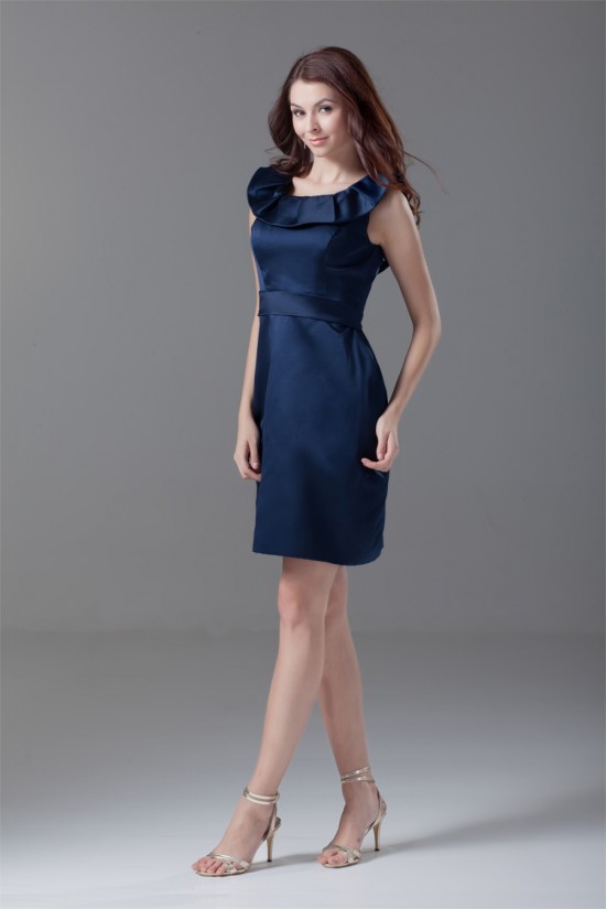 Short/Mini Satin Sheath/Column Scoop Bridesmaid Dresses 02010498