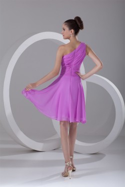 A-Line One-Shoulder Bows Knee-Length Short Bridesmaid Dresses 02010499