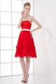 A-Line Pleats Chiffon Knee-Length Red Bridesmaid Dresses 02010501