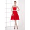 A-Line Pleats Chiffon Knee-Length Red Bridesmaid Dresses 02010501