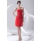 Pleats Knee-Length Satin Strapless Sleeveless Short Red Bridesmaid Dresses 02010503