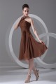 Pleats Tea Length Sheath/Column Chiffon One-Shoulder Short Bridesmaid Dresses 02010505