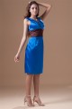 Pleats V-Neck Sheath/Column Knee-Length Short Blue Dresses 02010506