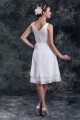 A-Line V-Neck Knee-Length Ruffles Short White Bridesmaid Dresses 02010507