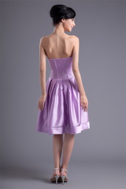 Ruffles Sweetheart Sleeveless Satin Knee-Length Bridesmaid Dresses 02010508