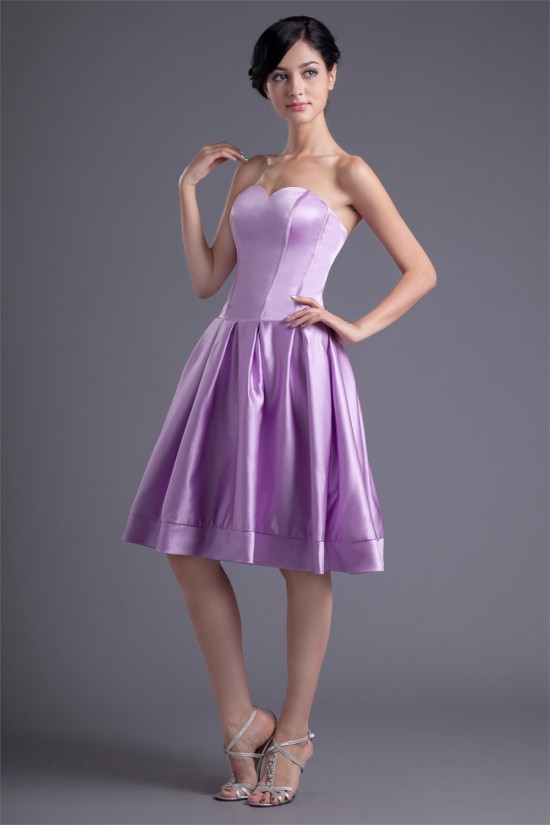 Ruffles Sweetheart Sleeveless Satin Knee-Length Bridesmaid Dresses 02010508