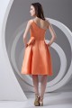 A-Line Knee-Length One-Shoulder Sleeveless Satin Short Bridesmaid Dresses 02010510