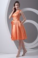 A-Line Knee-Length One-Shoulder Sleeveless Satin Short Bridesmaid Dresses 02010510