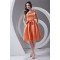 A-Line Knee-Length One-Shoulder Sleeveless Satin Short Bridesmaid Dresses 02010510